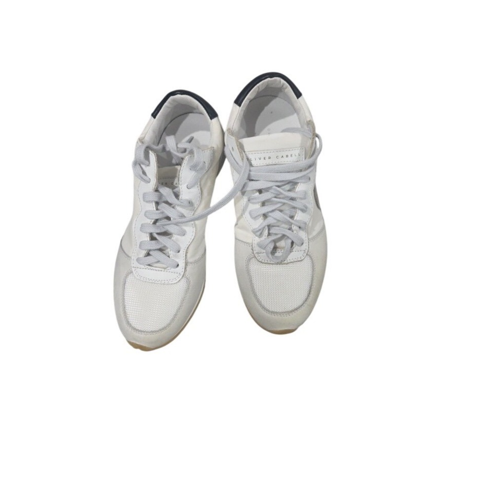 Oliver Cabell Women's White Leather Mesh Sneaker Lightweight Casual